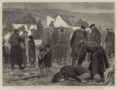With the Russians, a Present to Plevna, the Russians sending Women and Children from Vraca into the Besieged City by Joseph Nash